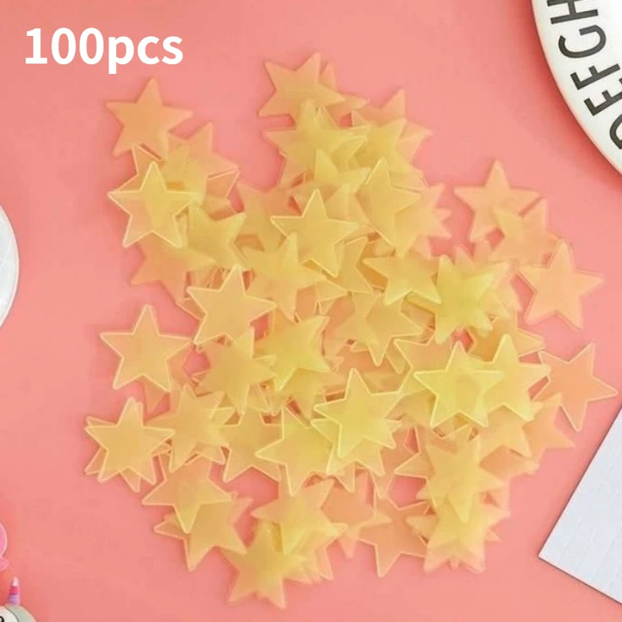100 Piece Luminous Star Wall Sticker, Suitable for Bedroom, Ceiling, and Wall Decoration