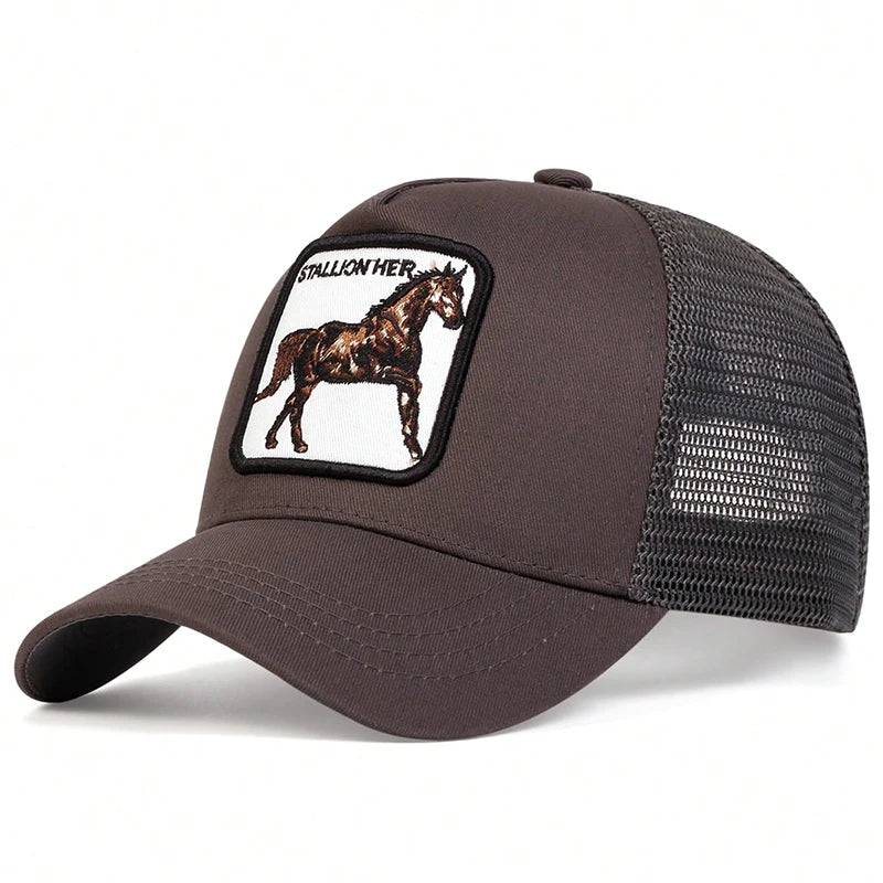 Stallion Embroidery Mesh Baseball Cap – Unisex Hat