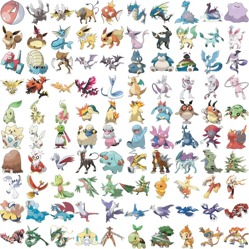 100/200Pcs Cute Pikachu Pokemon Stickers