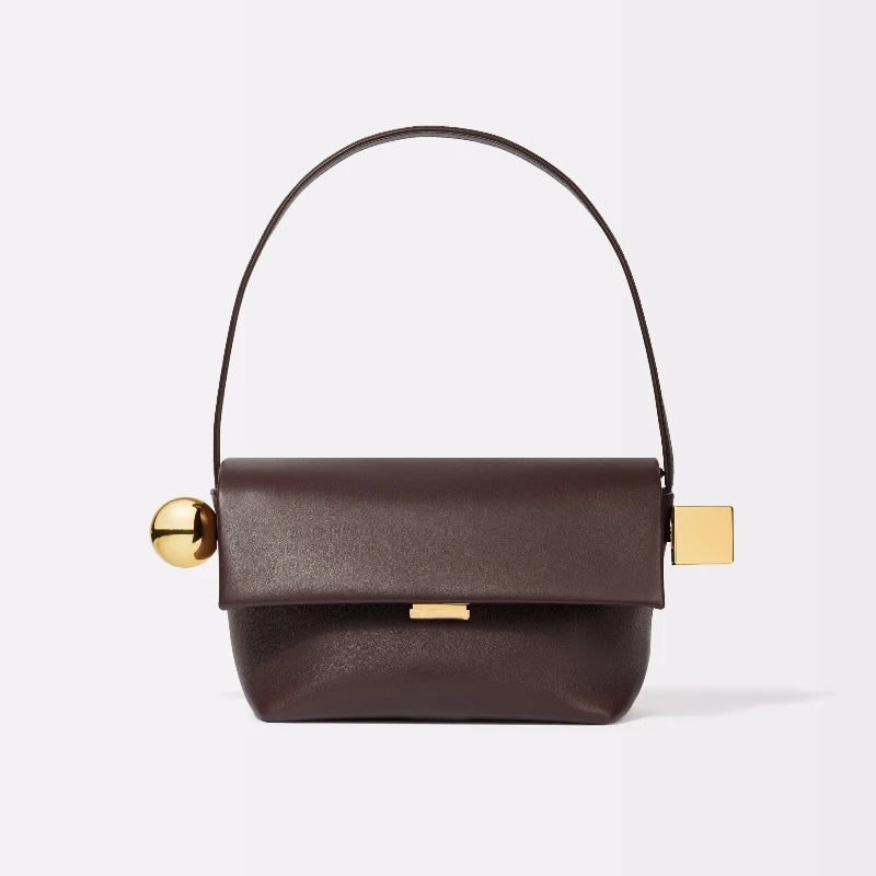 Luxury Women’s Shoulder Bag – Solid Color Flap Top Handle Handbag