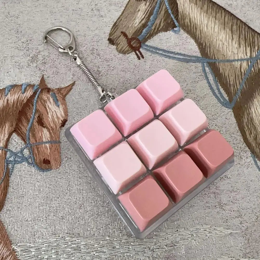 Fidget Keychain DIY Keyboard Keys Button Relief Stress Finger Keyboard Cap Clicker Toy