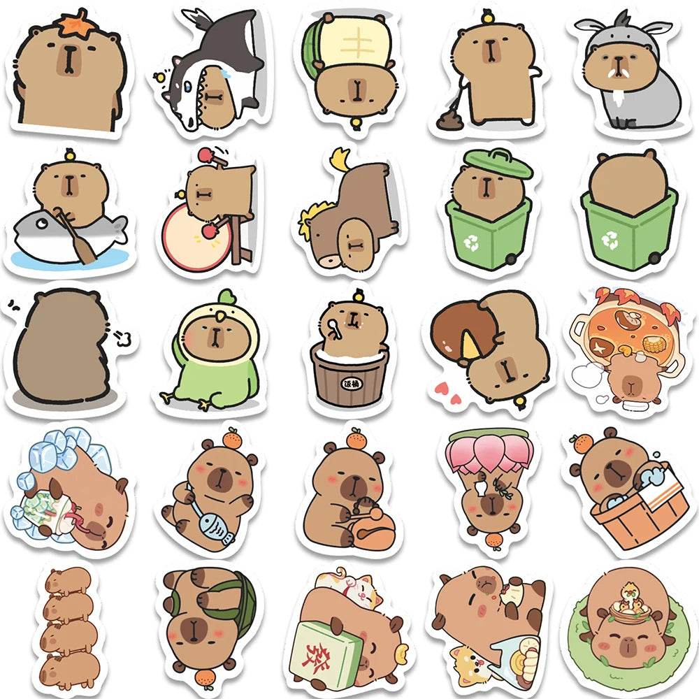 10/30/55pcs Cute Funny Cartoon Animals Capybara Stickers