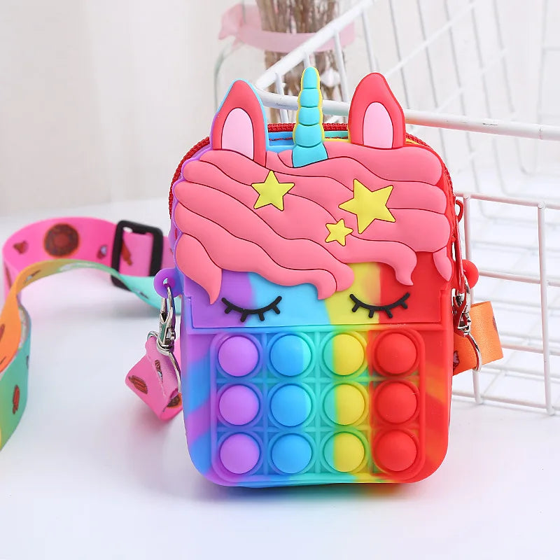 Rainbow Unicorn Bag Fidget Toys for Girls Decompression Stress Relief
