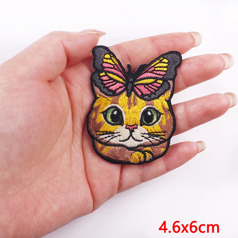 Animal Cat Possum Fox Patch Cartoon Embroidery Patch Iron On Patches For Clothing