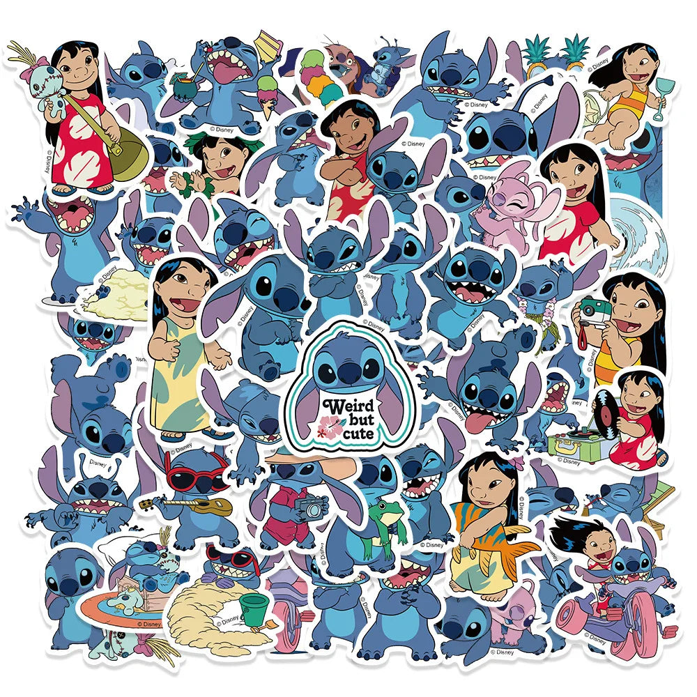 50/100PCS Disney Stitch Anime Stickers Waterproof DIY Graffiti Cartoon Stickers