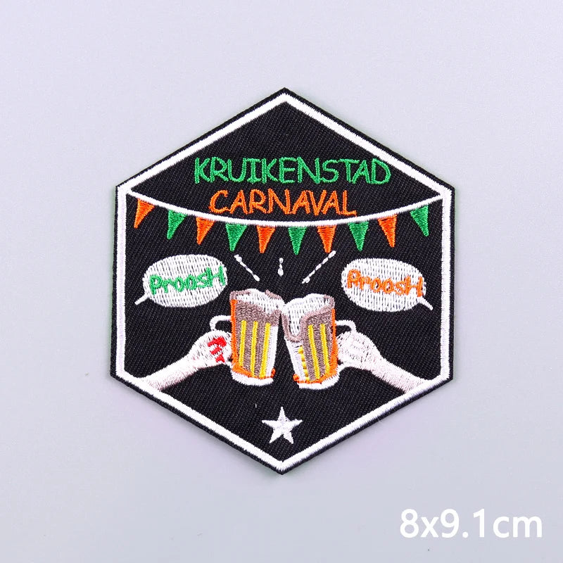 Netherland Carnival Patches Kruikenstader Emblem Embroidery Patches For Clothing Sew On