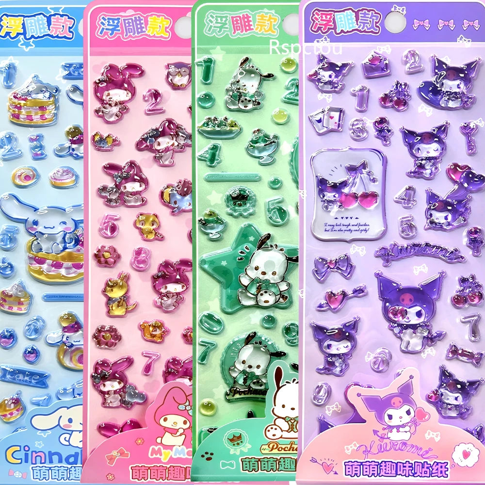 Cute Sanrio 3D Crystal Stickers Aesthetic Cartoon Sticker