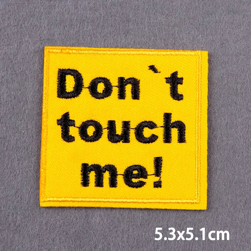 Black Patch With Slogan Iron On Patches For Clothes DIY Embroidery Applique Fusible Patch