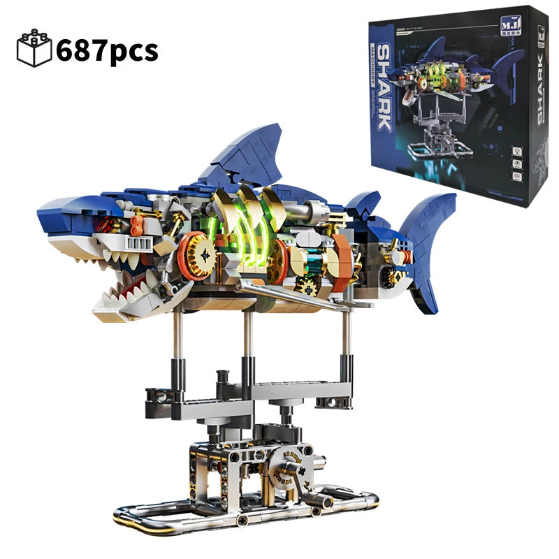 Mechanical Sea Animal Building Blocks Shark Octopus Whale Manta Ray Model