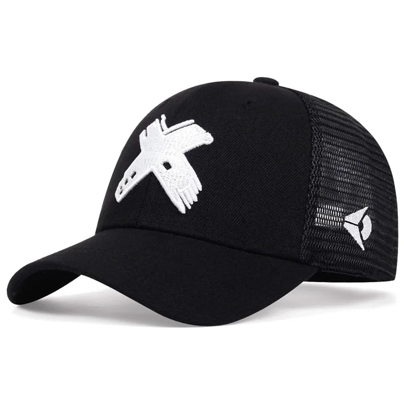 Unisex Mesh Baseball Cap – X Letter Snapback Hat