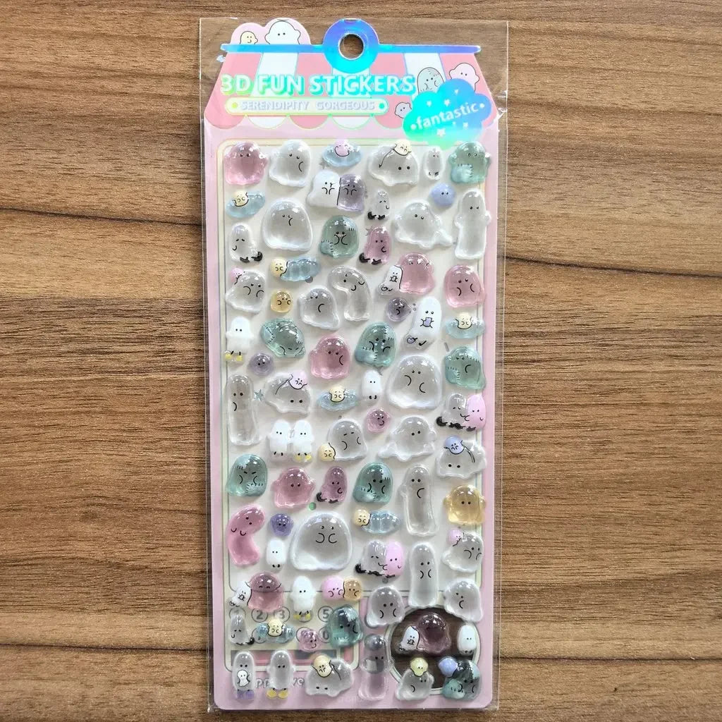 4 Pieces Kids' Cartoon Cute Soft Ghost 3D Stickers Adorable Decals