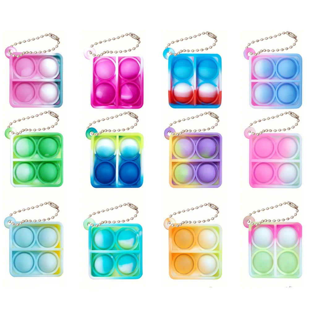 10-50pcs Mini Pop Keychain Toddler Sensory Fidget Toys Bulk Classroom Prizes for Kids