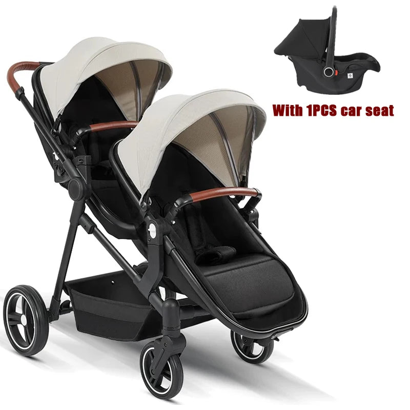 3 in1 Twins baby stroller with car seat Lightweight small folded carry on baby carriage multifunctional baby strollers
