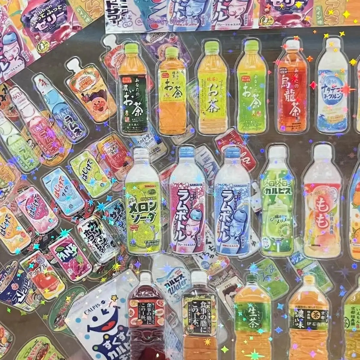 6pcs Glitter Stickers Y2K DIY Top Loader Scrapbooking Journal Decorative Stickers