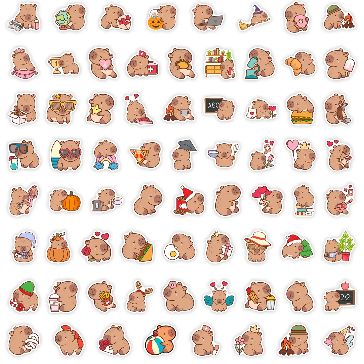 Cartoon Capybara Sticker Fun DIY Kid Toy Gift Decorative Decal