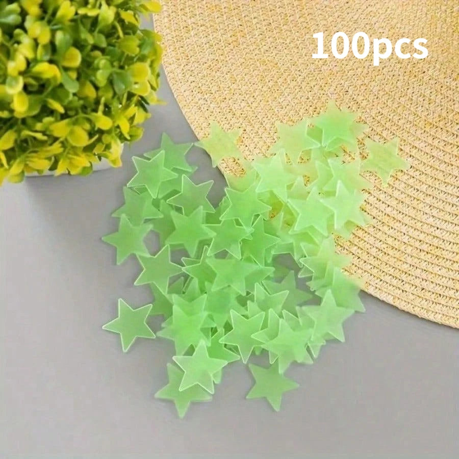 100 Piece Luminous Star Wall Sticker, Suitable for Bedroom, Ceiling, and Wall Decoration