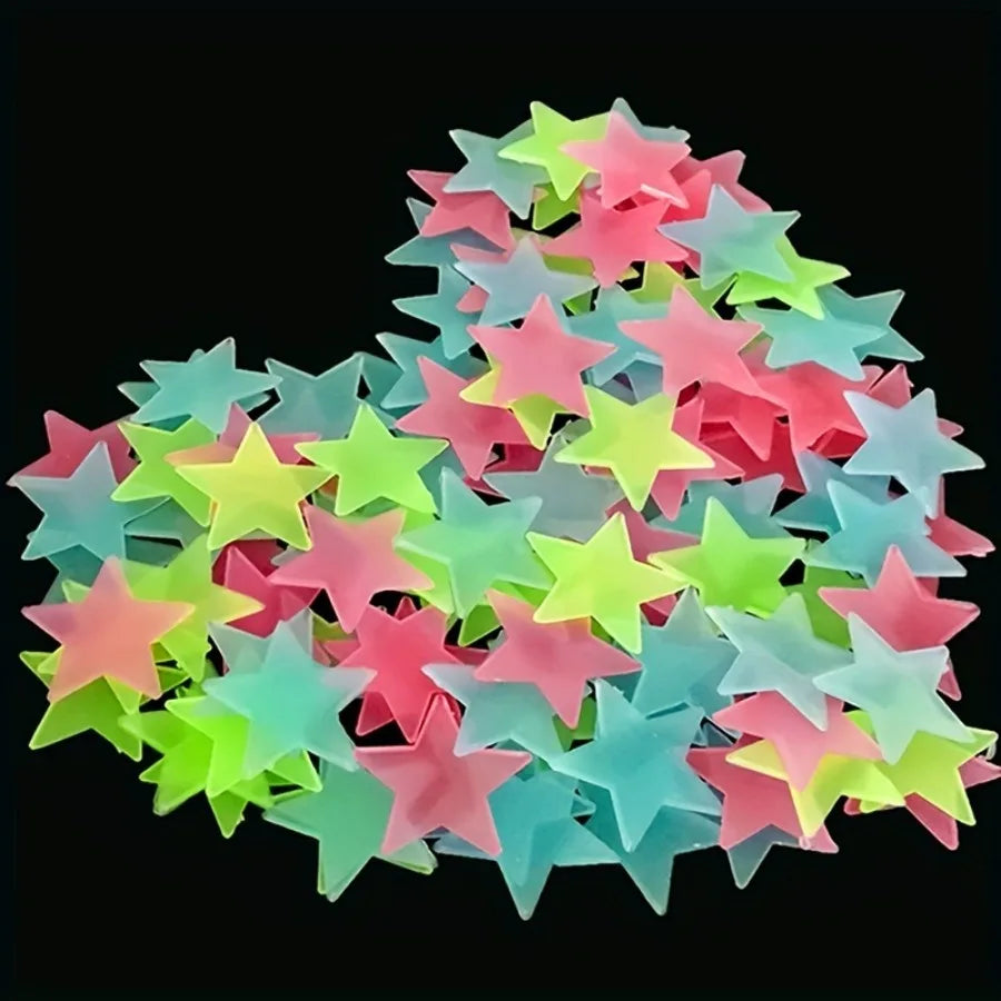 100 Piece Luminous Star Wall Sticker, Suitable for Bedroom, Ceiling, and Wall Decoration