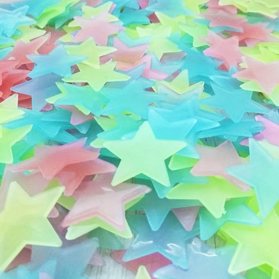 100 Piece Luminous Star Wall Sticker, Suitable for Bedroom, Ceiling, and Wall Decoration