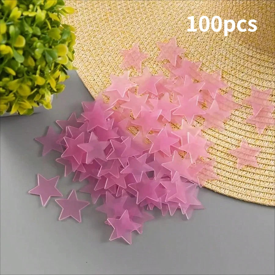 100 Piece Luminous Star Wall Sticker, Suitable for Bedroom, Ceiling, and Wall Decoration