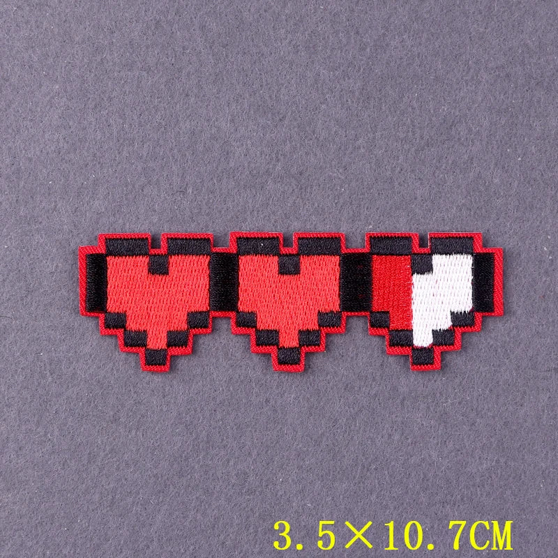 Pixel Heart Clothing Thermoadhesive Patches On Backpack Video Game Clothing Stickers