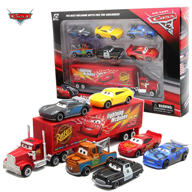 7PCS Disney Pixar Cars 3 Diecast Metal Car Set 1:55 Lightning McQueen Jackson Storm Mack Toy