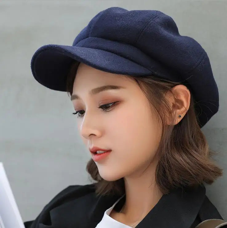 Vintage Wool Newsboy Cap – Winter Beret Hat