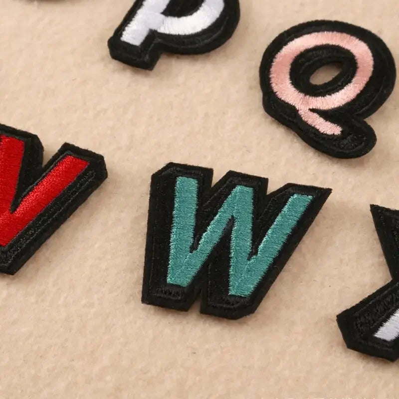 26Pcs English Letters Clothes Embroidered Appliques Iron on Patches Badge Sticker For DIY Clothing