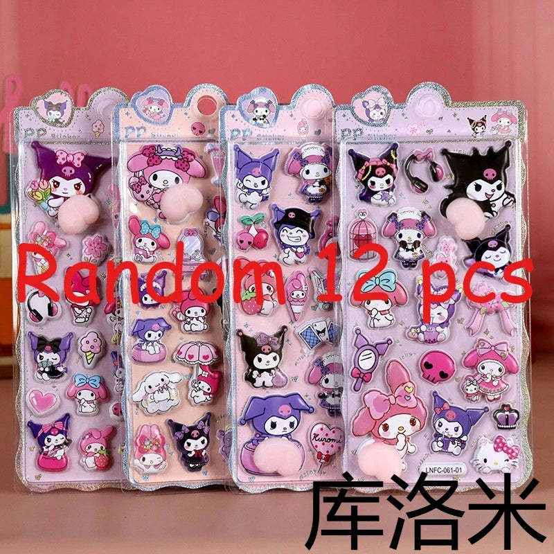 Sanrio & Chiikawa Kids' Cartoon Stickers - Cute Animal 3D Soft & Adorable Butt Squishy Stress-Relief Stickers