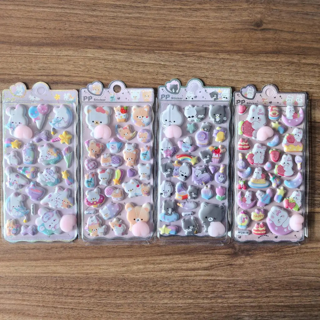 Cute Cartoon PP Sticker (1 Pcs) - 3D Embellishment for Decoration