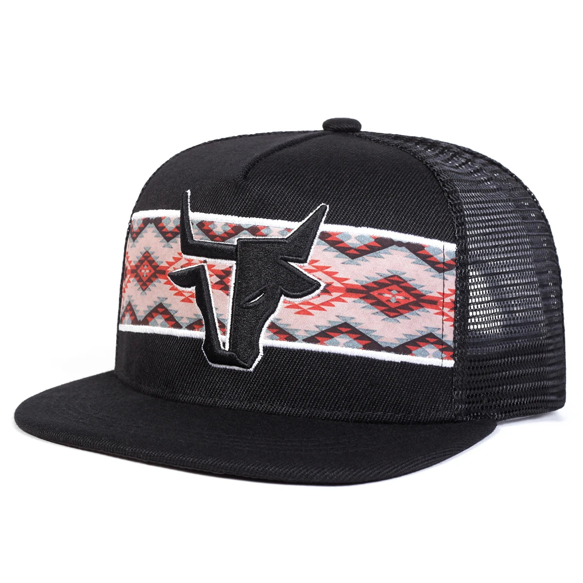 Bull Head Embroidery Mesh Cap – Unisex Hip Hop Hat