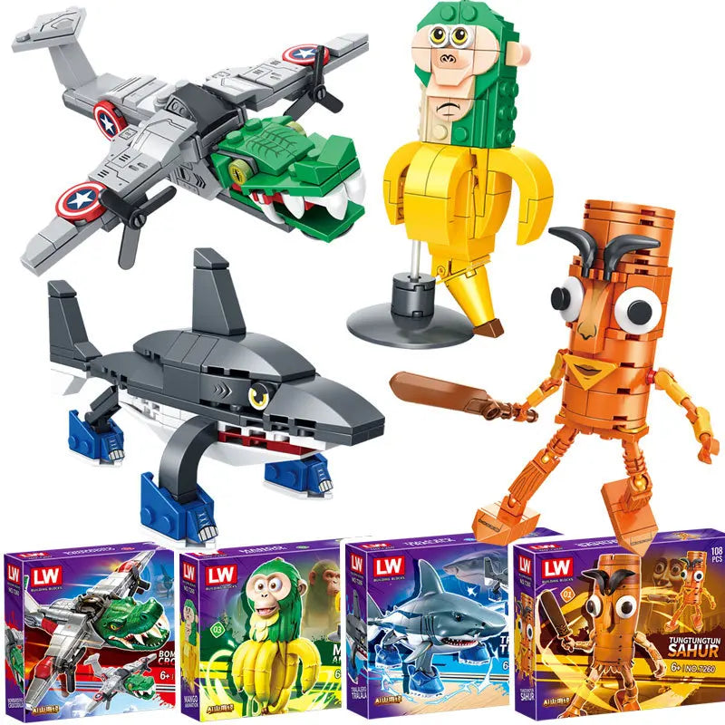 Brainrots Figure Toys Building Blocks Gift Blind Box