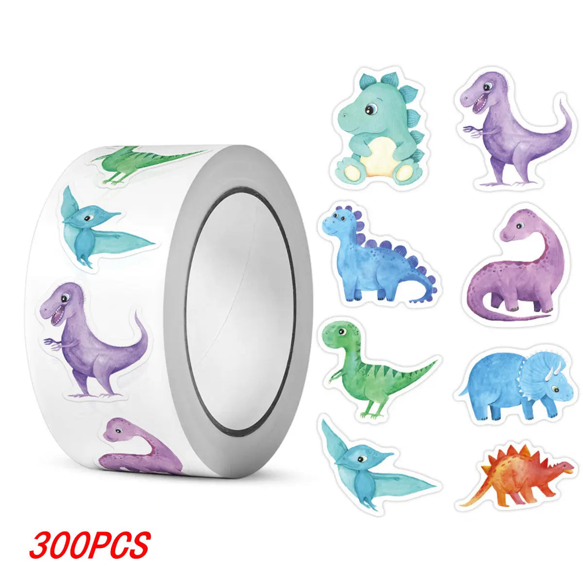 100-500pcs 1'' Round Dinosaur Stickers for Teacher Reward Stickers