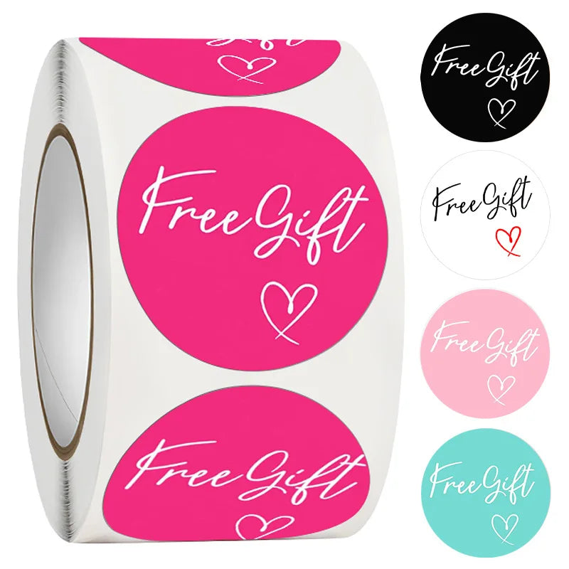 100-500pcs Free Gift Letters Labels Sticker Stationary Supplies Pink Thank You Sticker