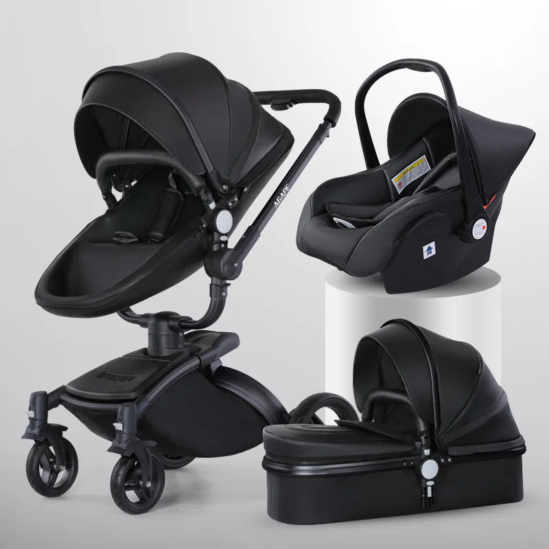 Baby Car Seat And Stroller Set Two-way Sitting And Lying Eggshell Stroller 360 Degree 3 In 1 Baby Stroller