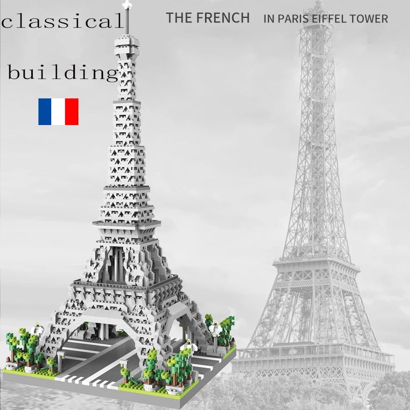 Paris Eiffel Tower Children's Puzzle Micro Particle Block Assembly Landmark Building Model Ornament Toy