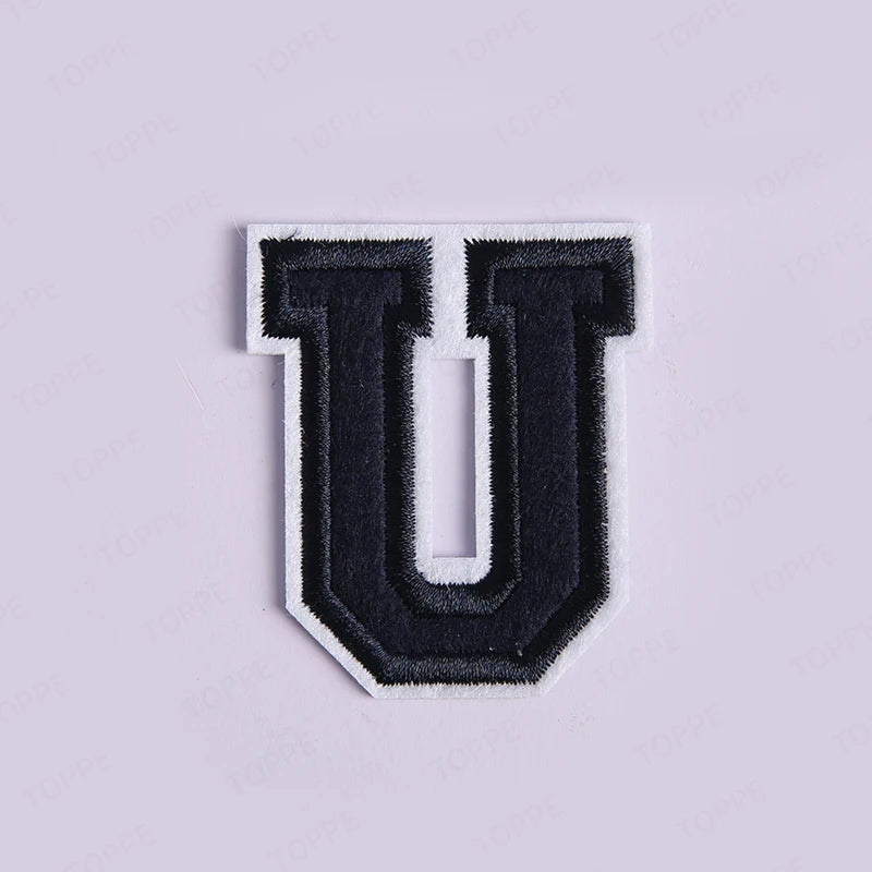 Navy Blue Letter Iron On Patch Applique DIY Alphabet Embroidered Patches For Clothing
