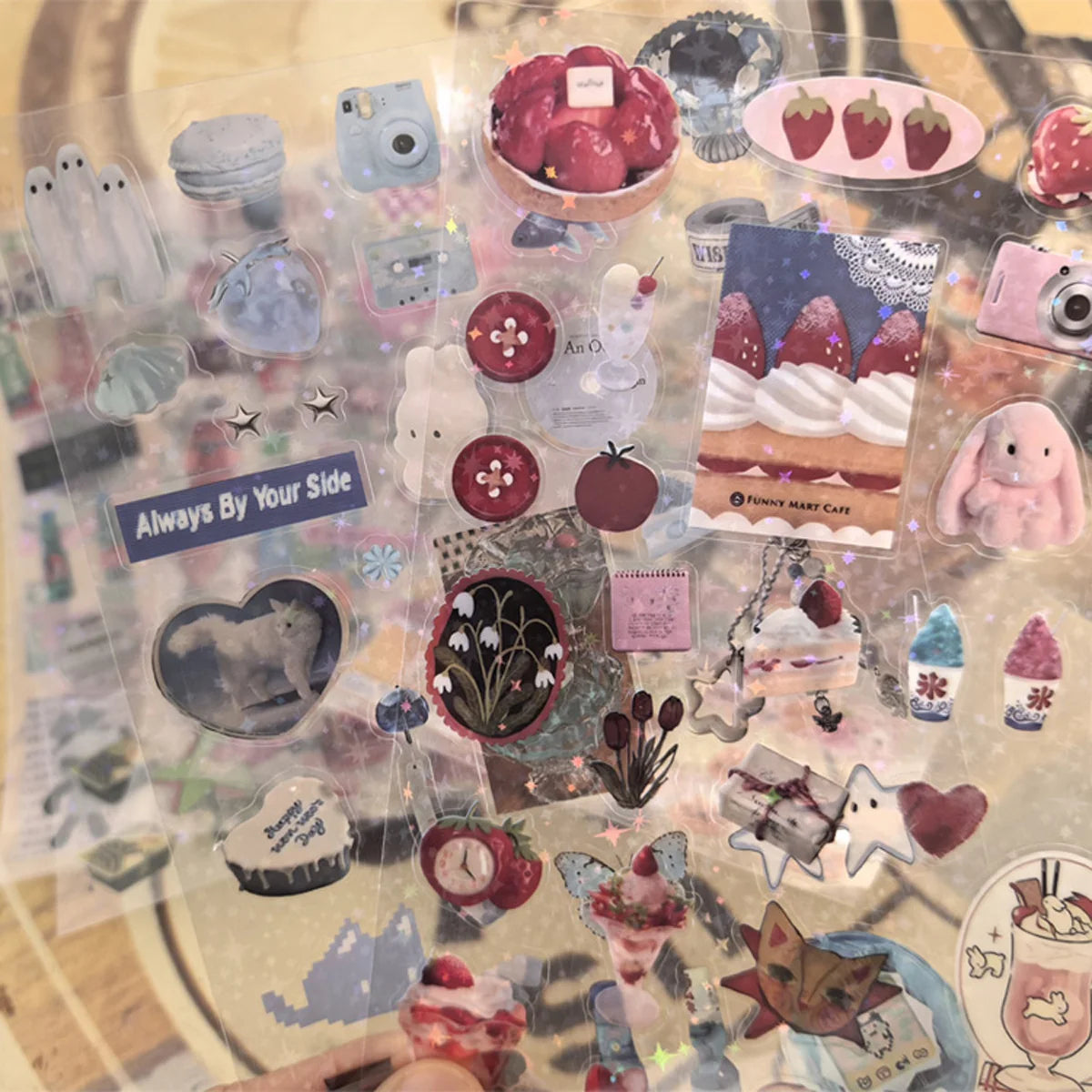 6pcs Glitter Stickers Y2K DIY Top Loader Scrapbooking Journal Decorative Stickers