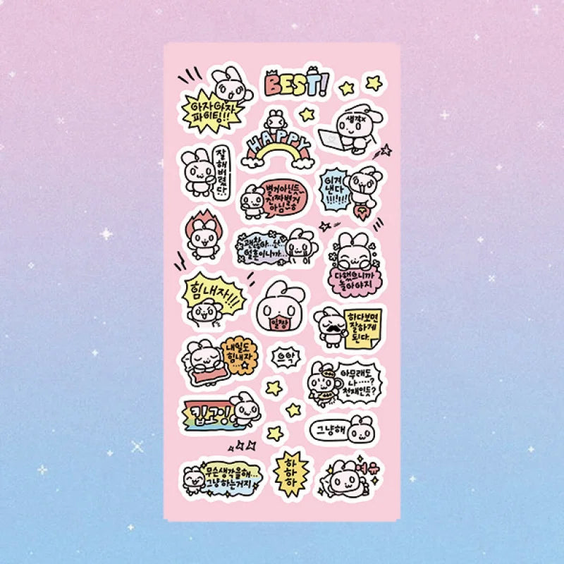 Cute Graffiti Korean Rabbit Cat Stickers Hand Account Diary Notebook Planner Scrapbook DIY Decorative Stickers