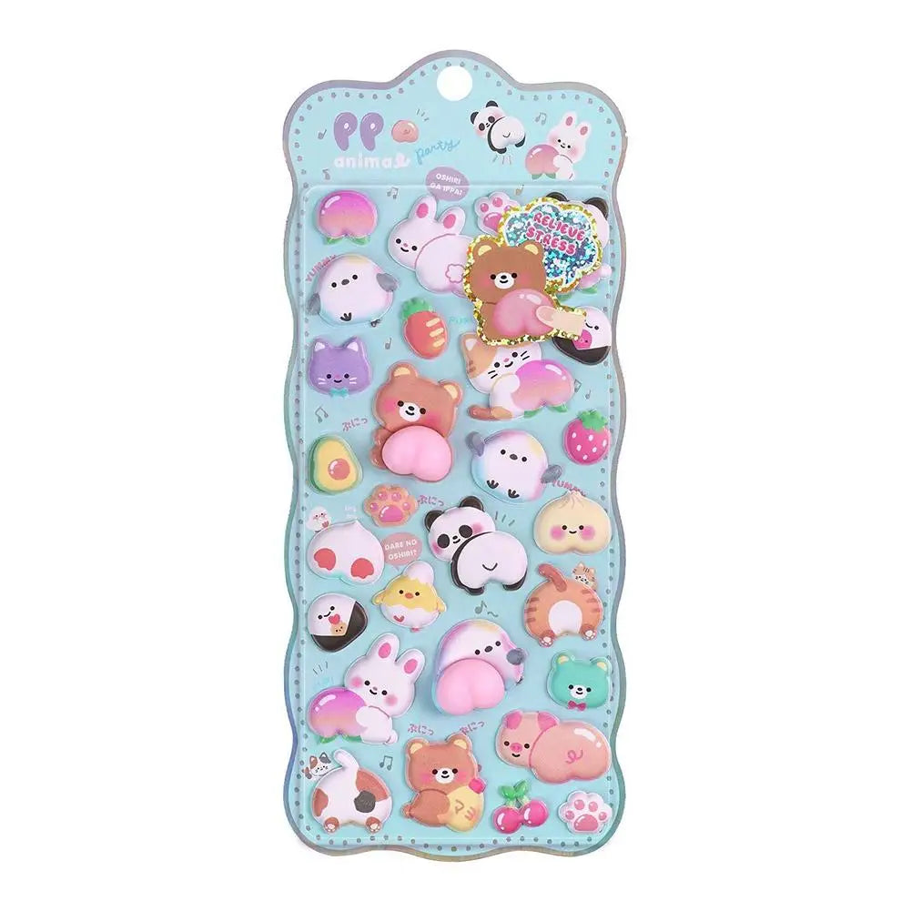 Kawaii Cartoon Soft Cute Little Rabbit 3D Pinching Relaxing Butt Stickers Cute DIY Mobile Book Decoration Stickers