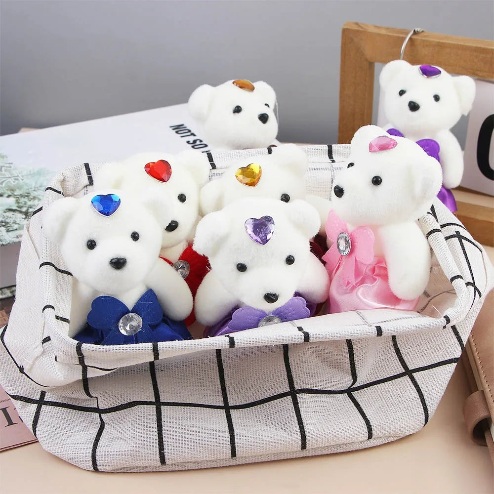 10 PCS Cute Cartoon Small Teddy Bear Birthday Flower Bouquet Bear Couple Bear Wedding Valentine's Day Decoration