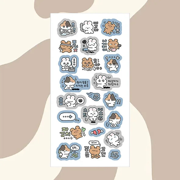Cartoon Graffiti Teddy Bear Rabbit Stickers Korea Handbook Diary Decorative Stickers