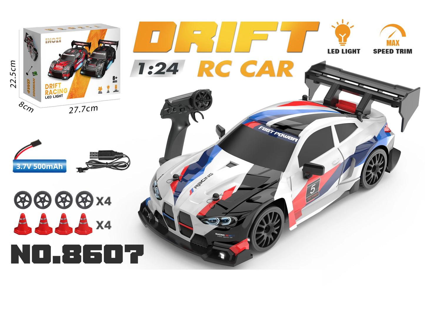 1:24 RC Drift Car 4WD 2.4G High Speed Racing Car