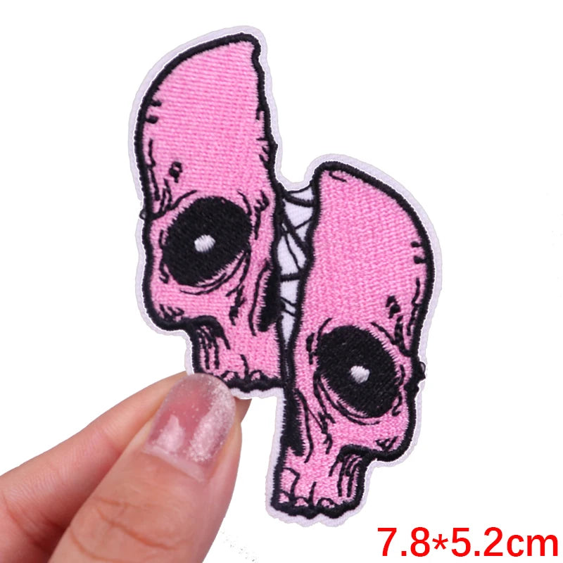 Rose Skull Embroidery Patch Punk Skull Patch Jackets Backpack Hats Sew DIY Iron On Patches For Clothing