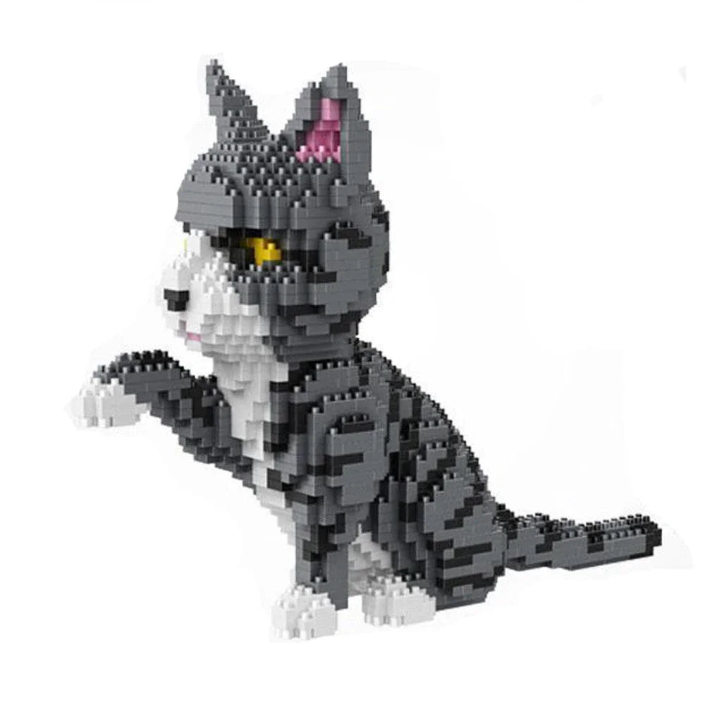 Built Four Styles of Expressive Micro Particle Mini Cat Building Blocks