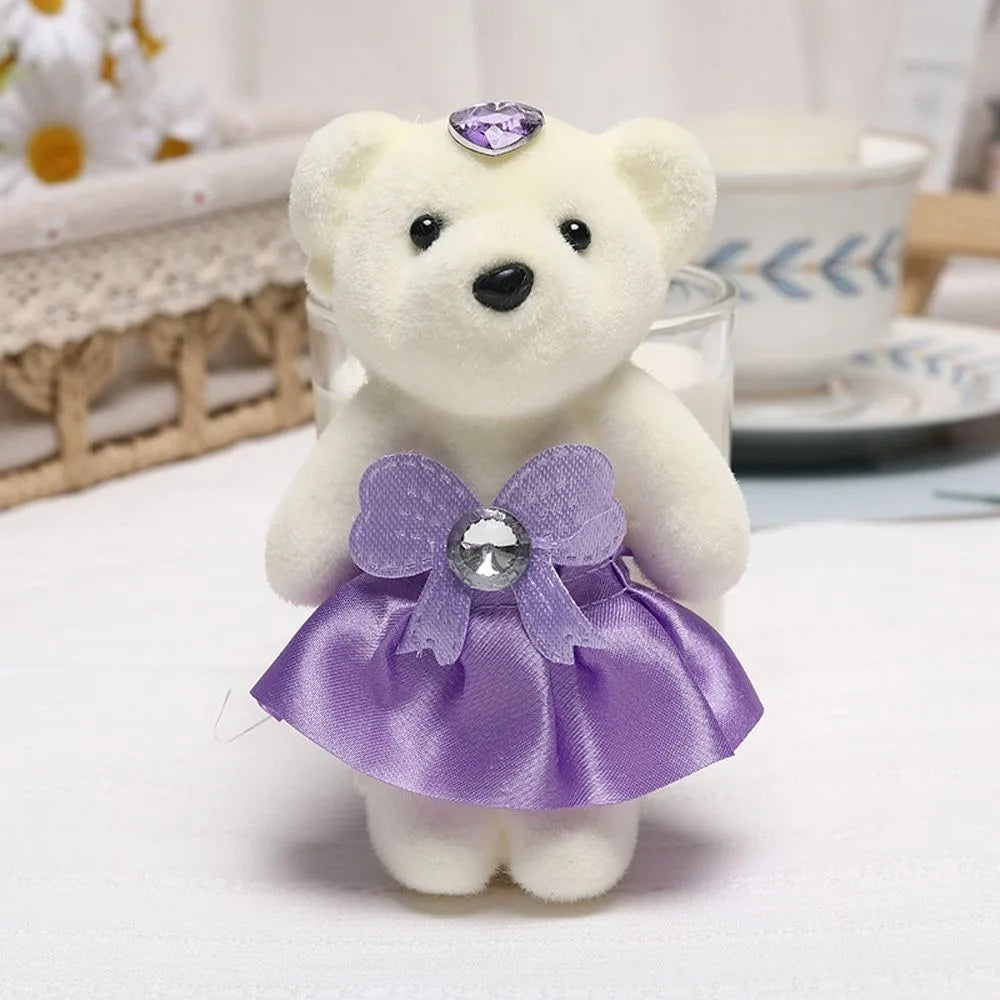 10 PCS Cute Cartoon Small Teddy Bear Birthday Flower Bouquet Bear Couple Bear Wedding Valentine's Day Decoration