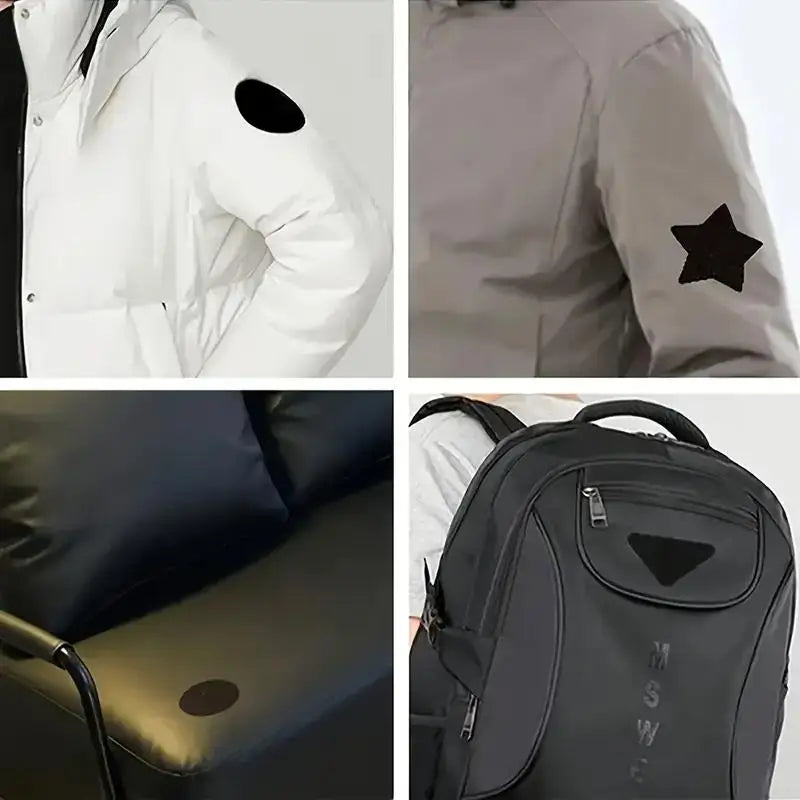 1 Set Instant Self-Adhesive Fabric Repair Patch - Universal Black, Heavy-Duty Iron-On for Down Coats