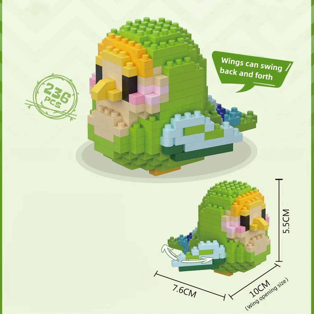 Colorful Parrot Micro Mini Building Blocks Assembly Toys 3D Model Bricks for Birds Funs Hands-on Ability Gift