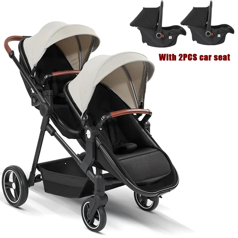 3 in1 Twins baby stroller with car seat Lightweight small folded carry on baby carriage multifunctional baby strollers