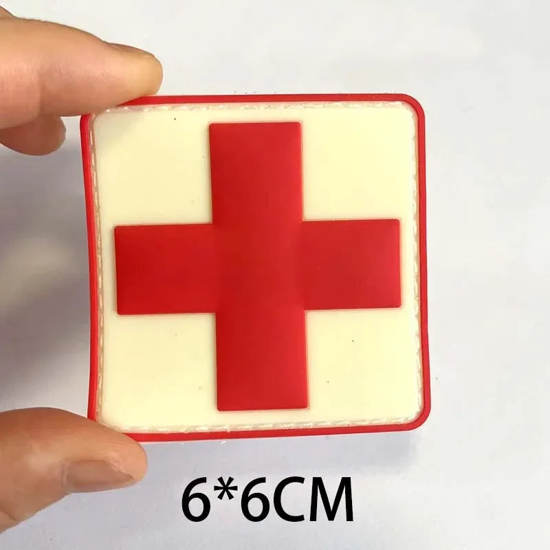 Medical Cross Badge Fabric Applique Embroidery Patch With Hook And Loop