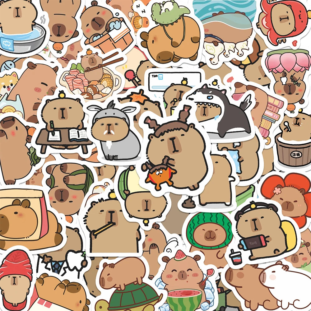10/30/55pcs Cute Funny Cartoon Animals Capybara Stickers